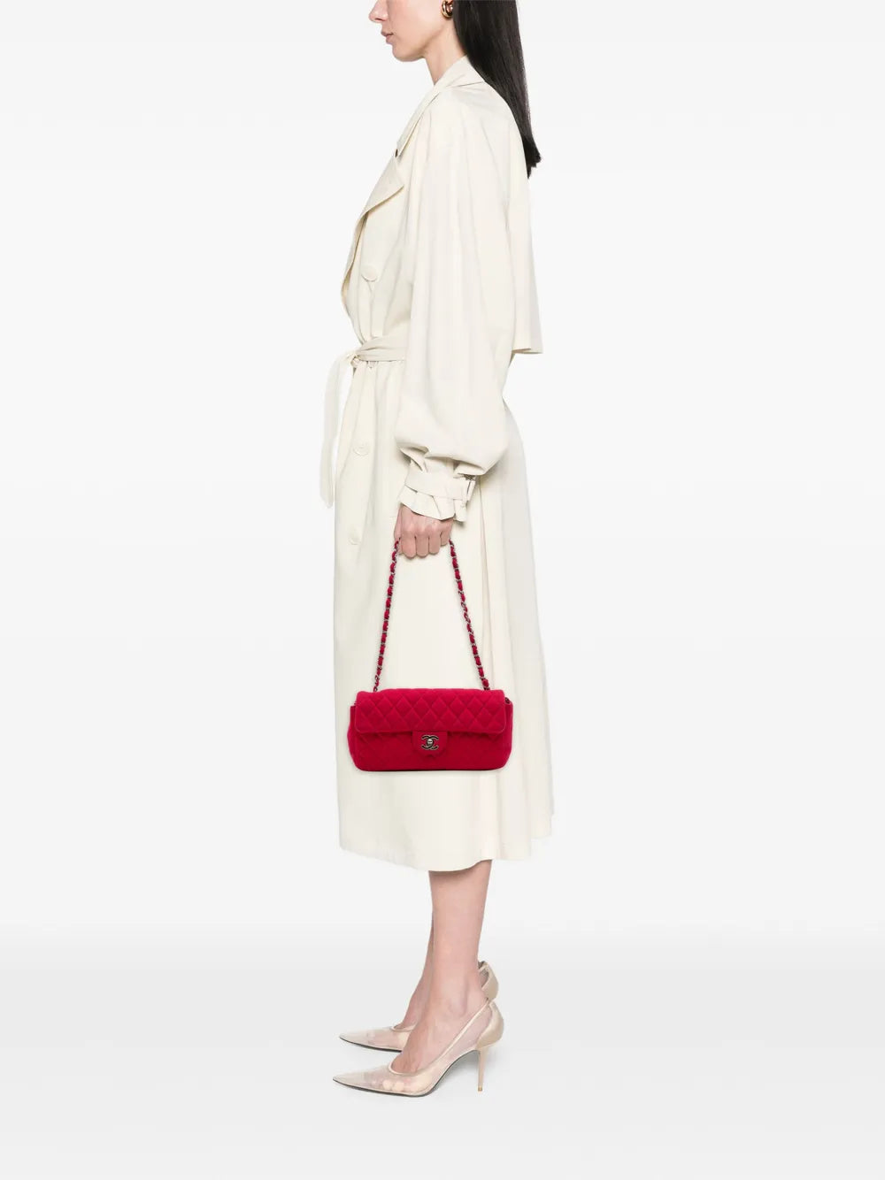 Pre-OwnedCHANEL Pre-Owned2009-2010 Quilted Jersey East West Single Flap shoulder bag