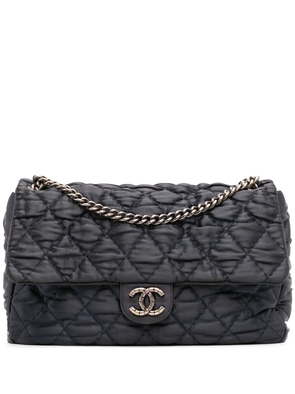 Pre-OwnedCHANEL Pre-Owned2009-2010 Extra Large CC Quilted Satin Single Flap shoulder bag