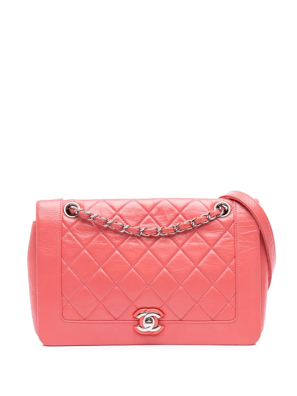 Pre-OwnedCHANEL Pre-Owned2018 Crumpled Calfskin Bi Quilted Full Flap shoulder bag