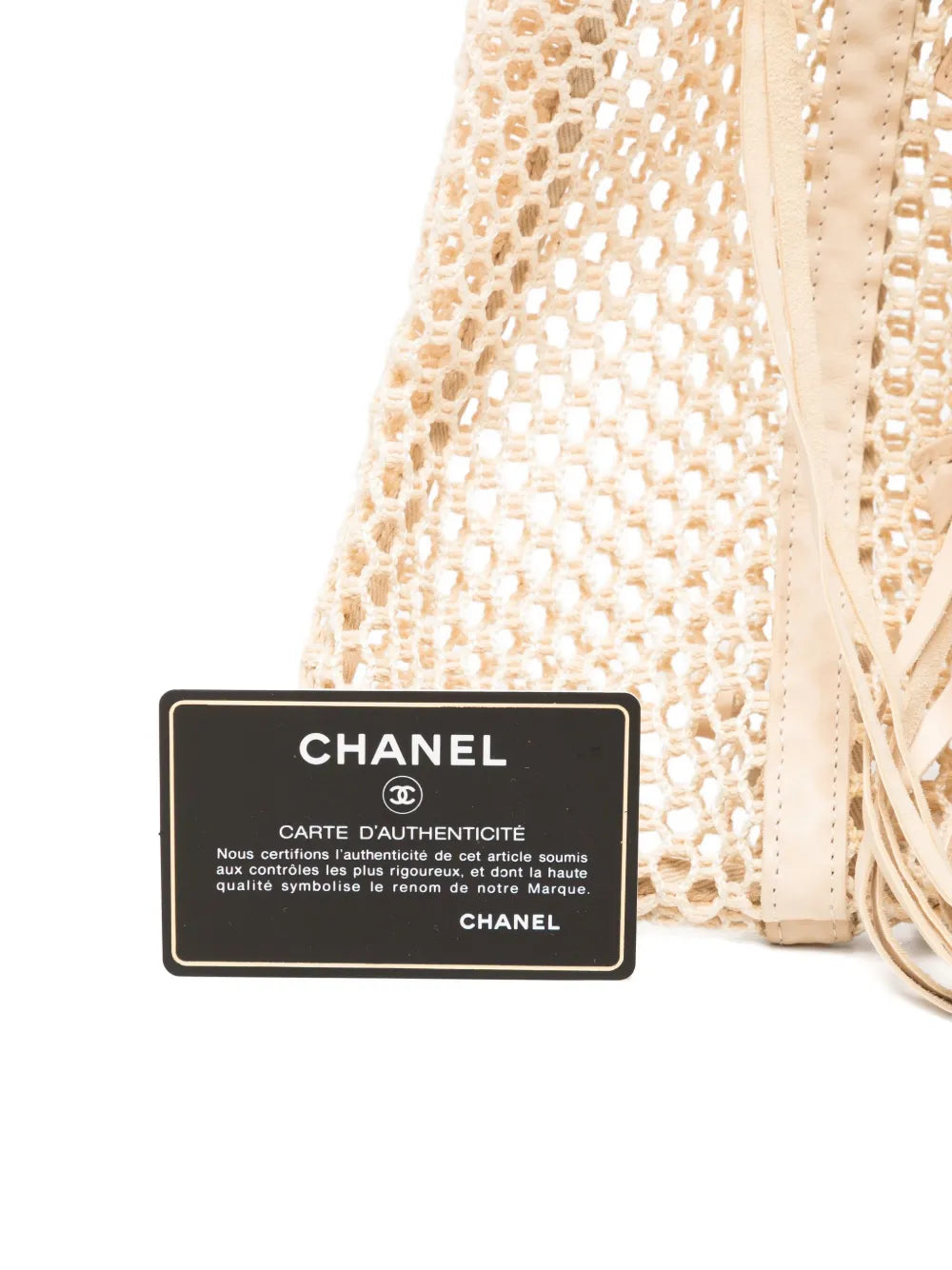 Pre-OwnedCHANEL Pre-OwnedResort 2011 Fringe Crochet Woven Mesh Large Leather Tote