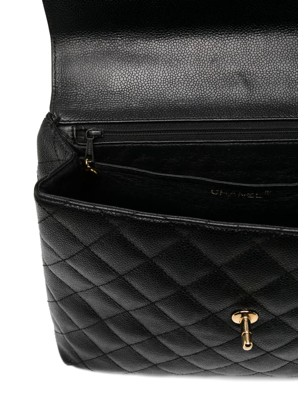 Pre-OwnedCHANEL Pre-Owned2001 Caviar Quilted Satchel Classic Top Handle Kelly Flap Bag