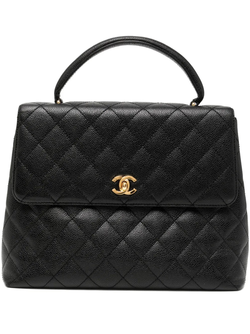 Pre-OwnedCHANEL Pre-Owned2001 Caviar Quilted Satchel Classic Top Handle Kelly Flap Bag
