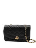 Pre-OwnedCHANEL Pre-Owned1991 Diana Medium Black Lambskin Diana Stripe Classic Flap Shoulder Bag