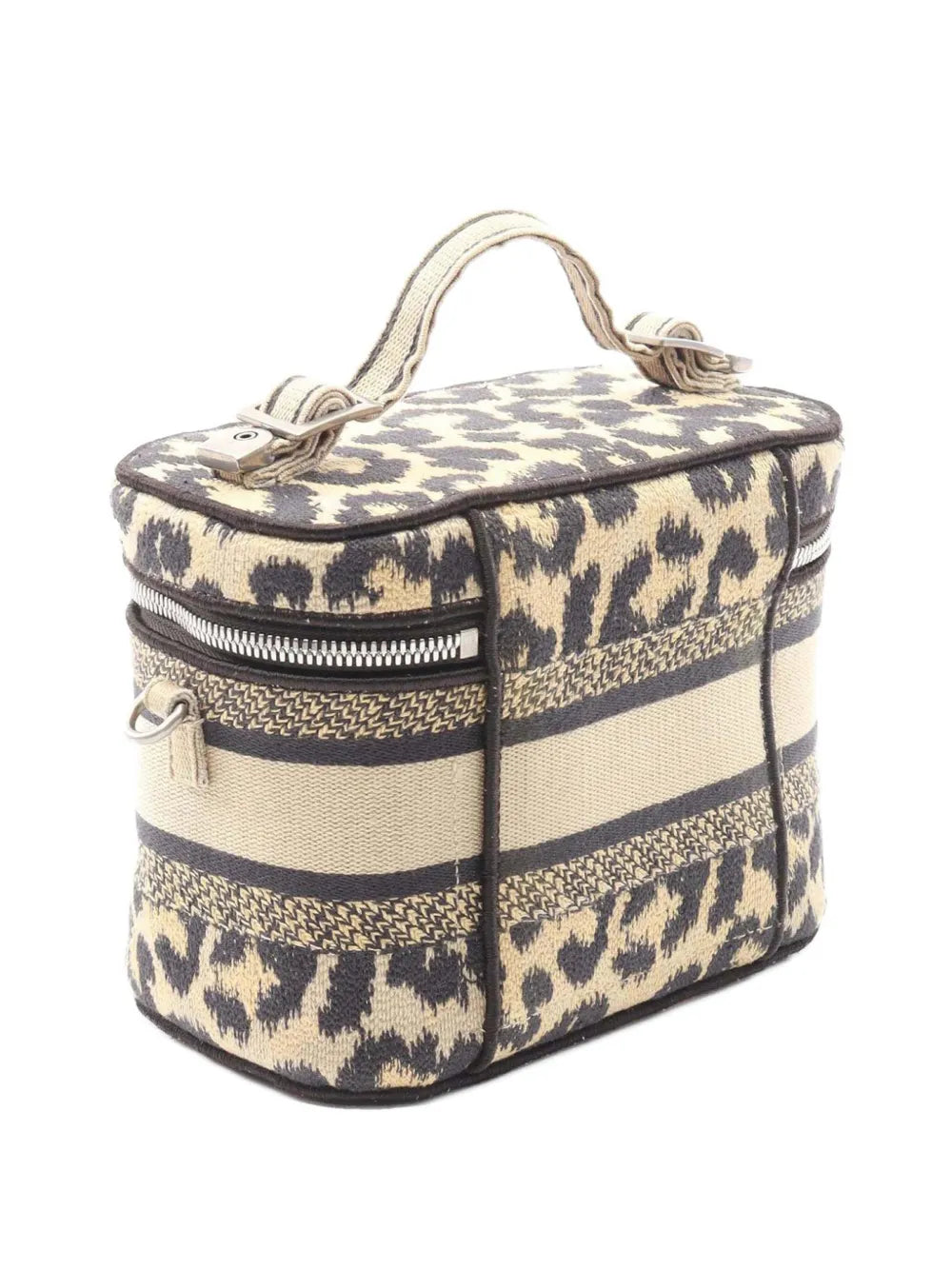 Pre-OwnedChristian Dior Pre-Owned2021 Mizza Small Embroidered Canvas Diortravel Leopard Vanity Case satchel