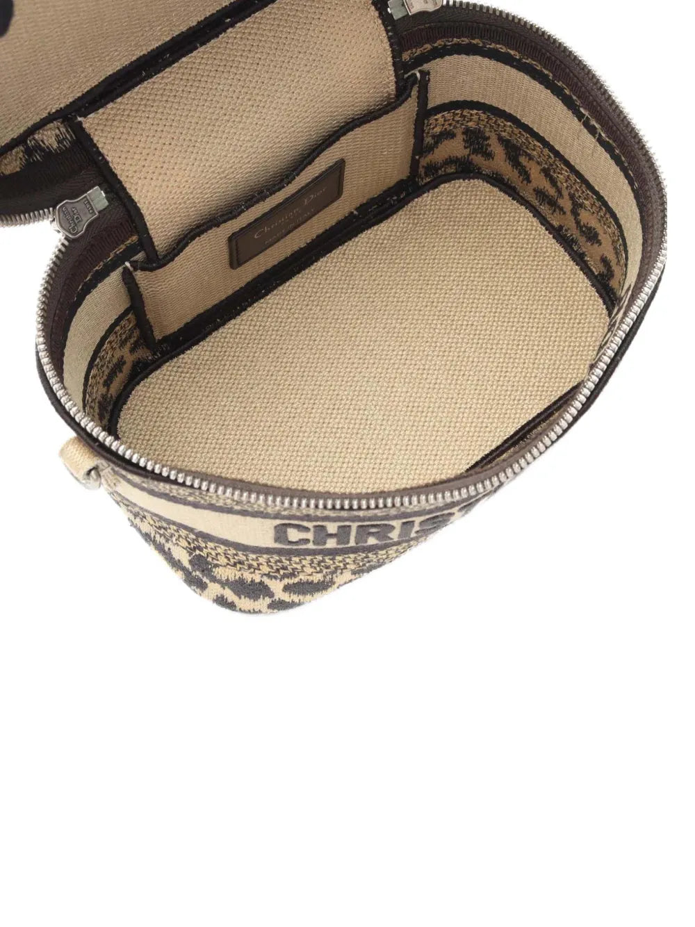Pre-OwnedChristian Dior Pre-Owned2021 Mizza Small Embroidered Canvas Diortravel Leopard Vanity Case satchel