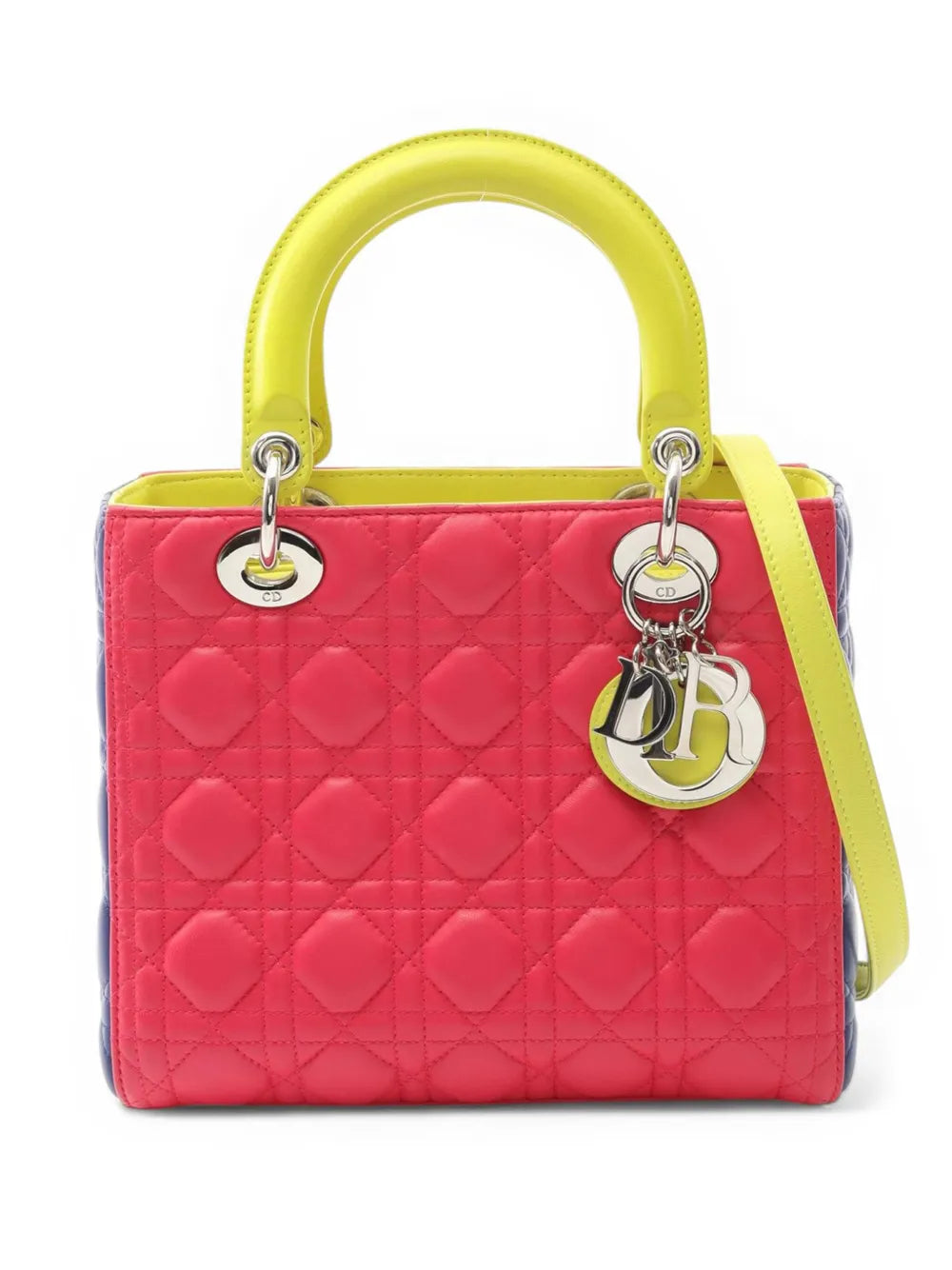 Pre-OwnedChristian Dior Pre-Owned2000-2025 Medium Tricolor Lambskin Cannage Lady Dior satchel