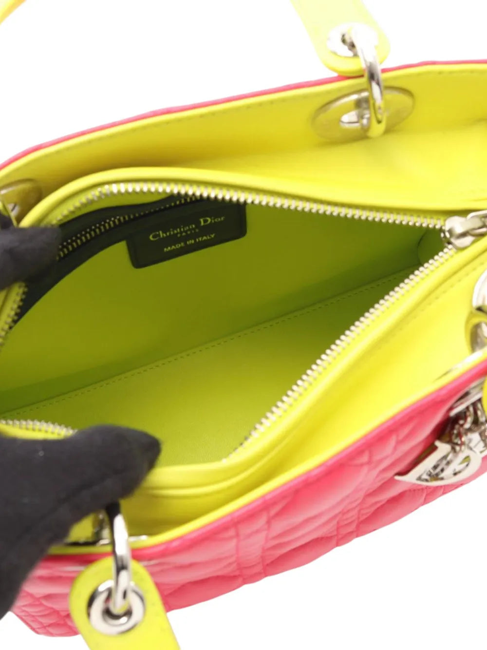 Pre-OwnedChristian Dior Pre-Owned2000-2025 Medium Tricolor Lambskin Cannage Lady Dior satchel
