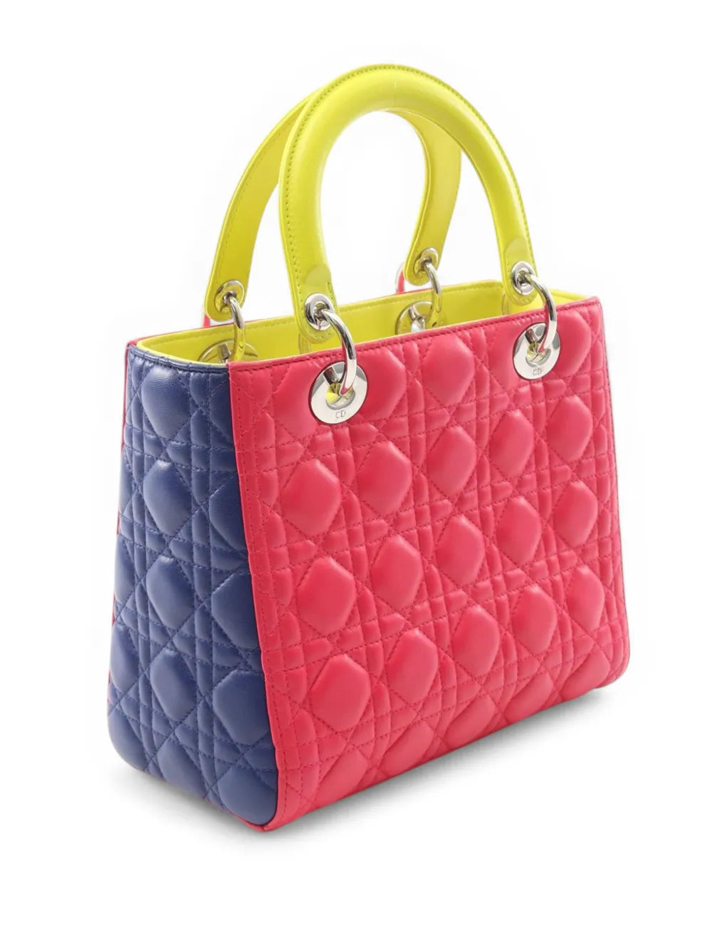 Pre-OwnedChristian Dior Pre-Owned2000-2025 Medium Tricolor Lambskin Cannage Lady Dior satchel