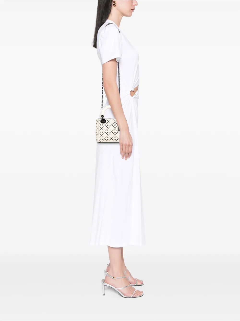 Pre-OwnedChristian Dior Pre-Owned2018 Mini Ultra Matte Calfskin Cannage Studded Supple Lady Dior satchel