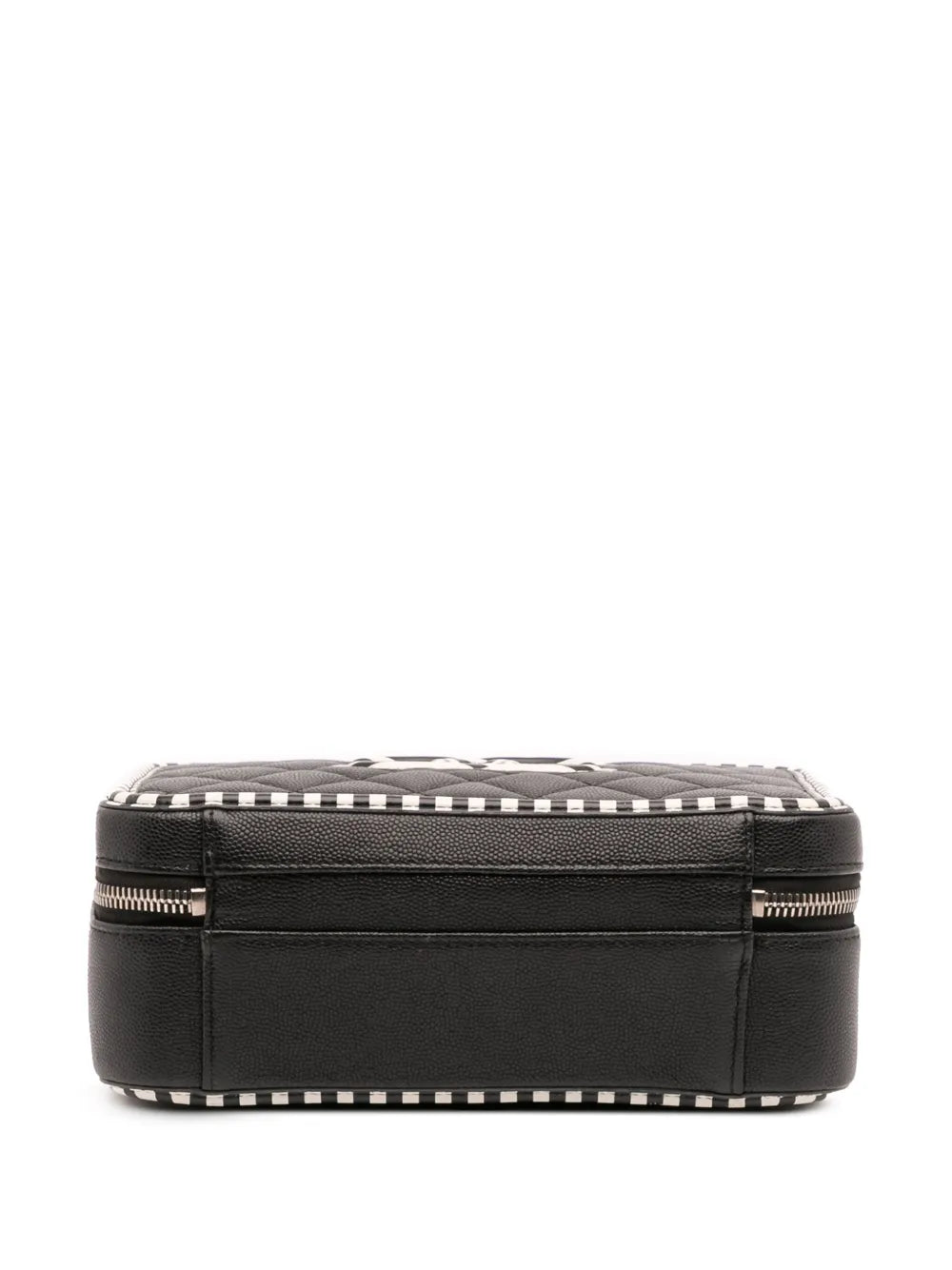 Pre-OwnedCHANEL Pre-Owned2019 Small Caviar Striped CC Filigree Case vanity bag