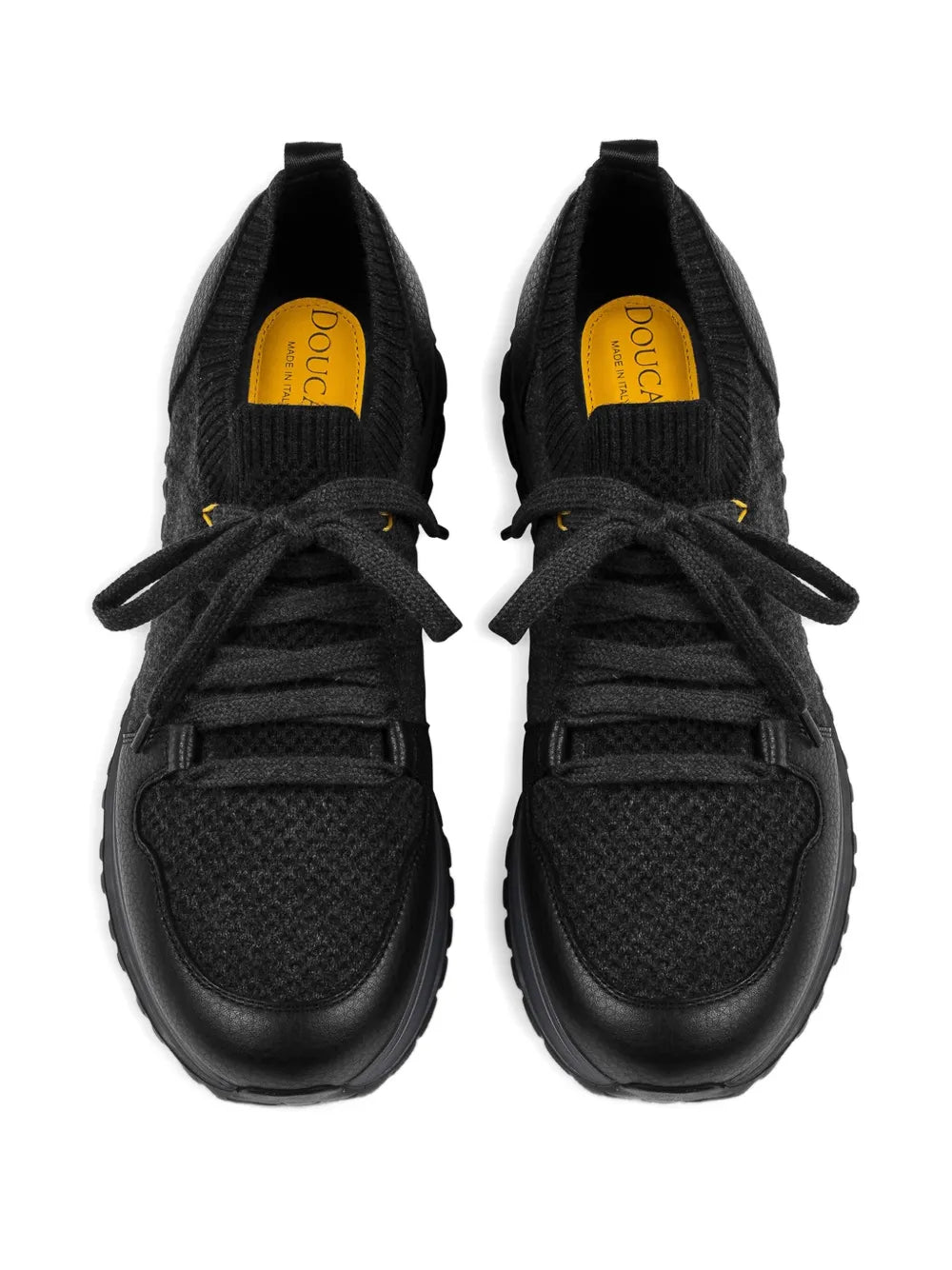 Doucal'S Wool-Panelled Leather Sneakers