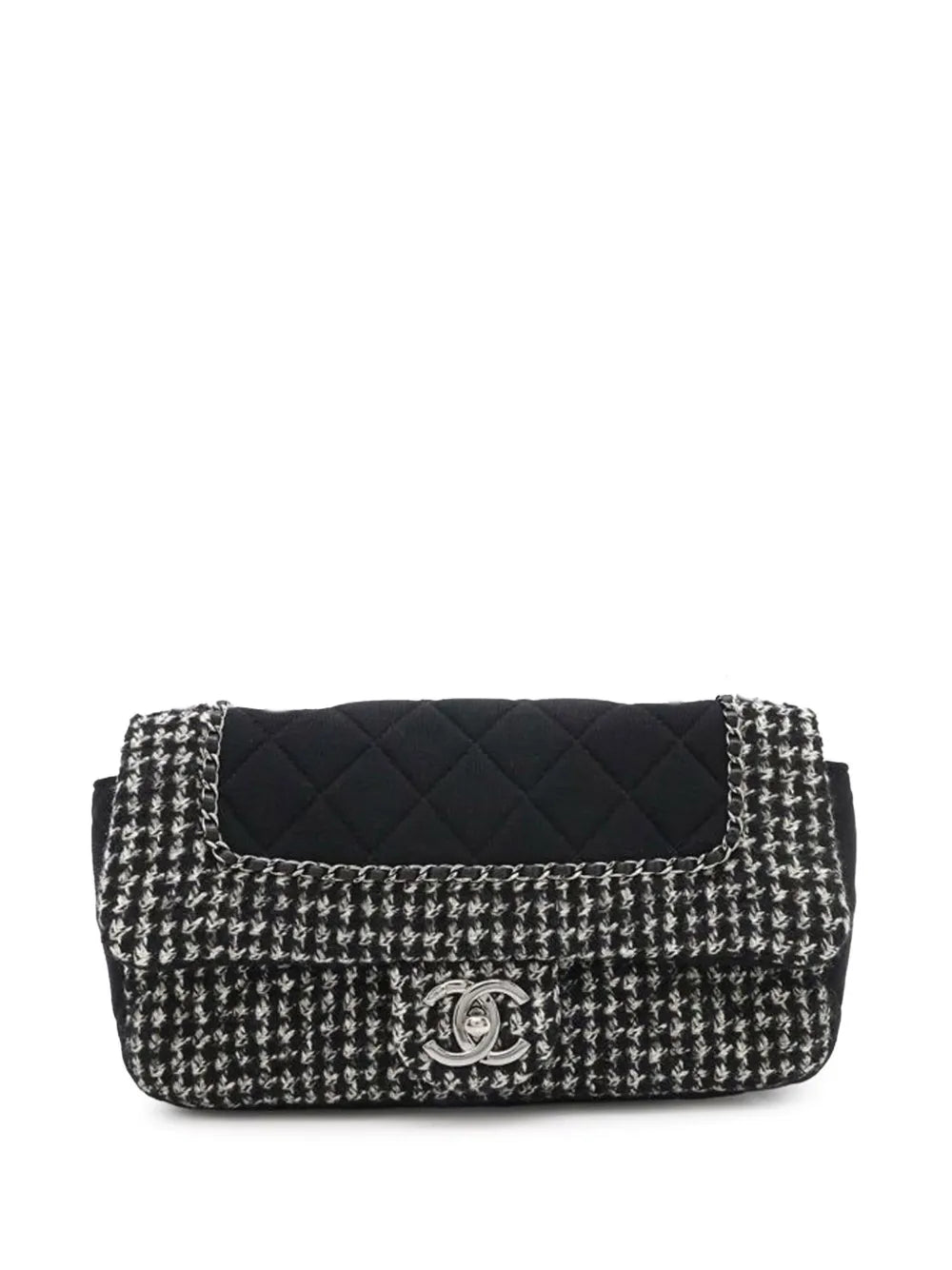 Pre-OwnedCHANEL Pre-Owned2014-2015 Medium Quilted Jersey and Tweed Chain Flap shoulder bag