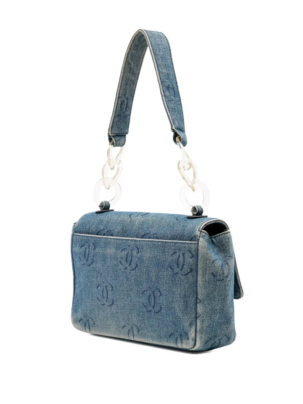 Pre-OwnedCHANEL Pre-Owned2002-2003 CC Printed Denim Single Flap shoulder bag