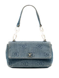 Pre-OwnedCHANEL Pre-Owned2002-2003 CC Printed Denim Single Flap shoulder bag