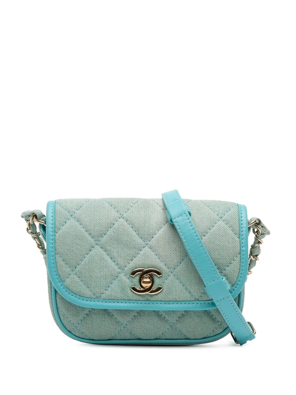 Pre-OwnedCHANEL Pre-Owned2021 Mini CC Quilted Denim Messenger Flap crossbody bag