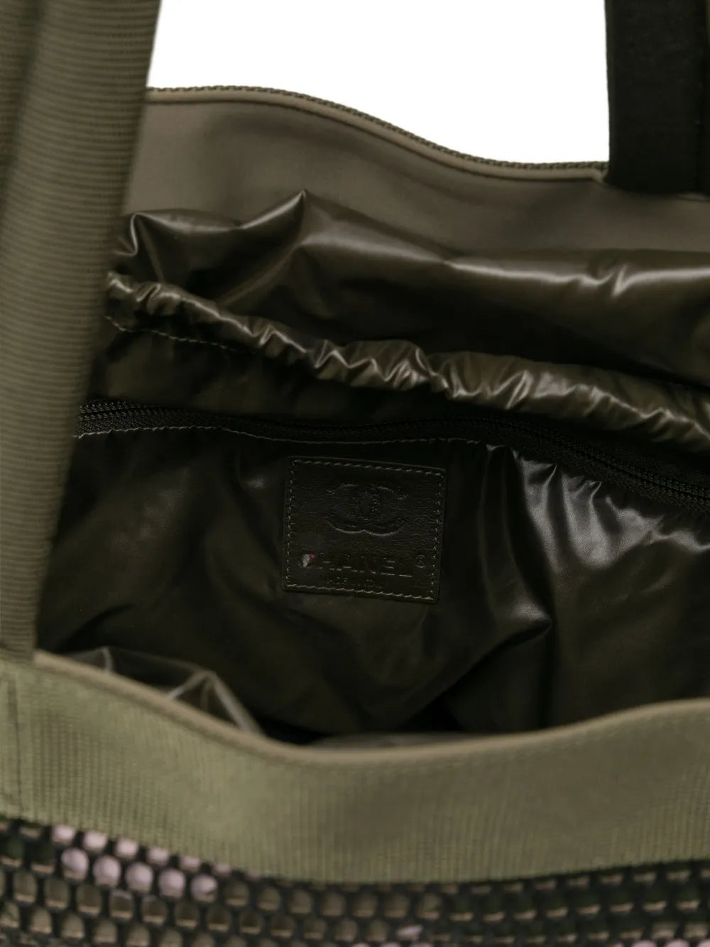 Pre-OwnedCHANEL Pre-OwnedSporty Gym Mesh Nylon Dark Green Tote