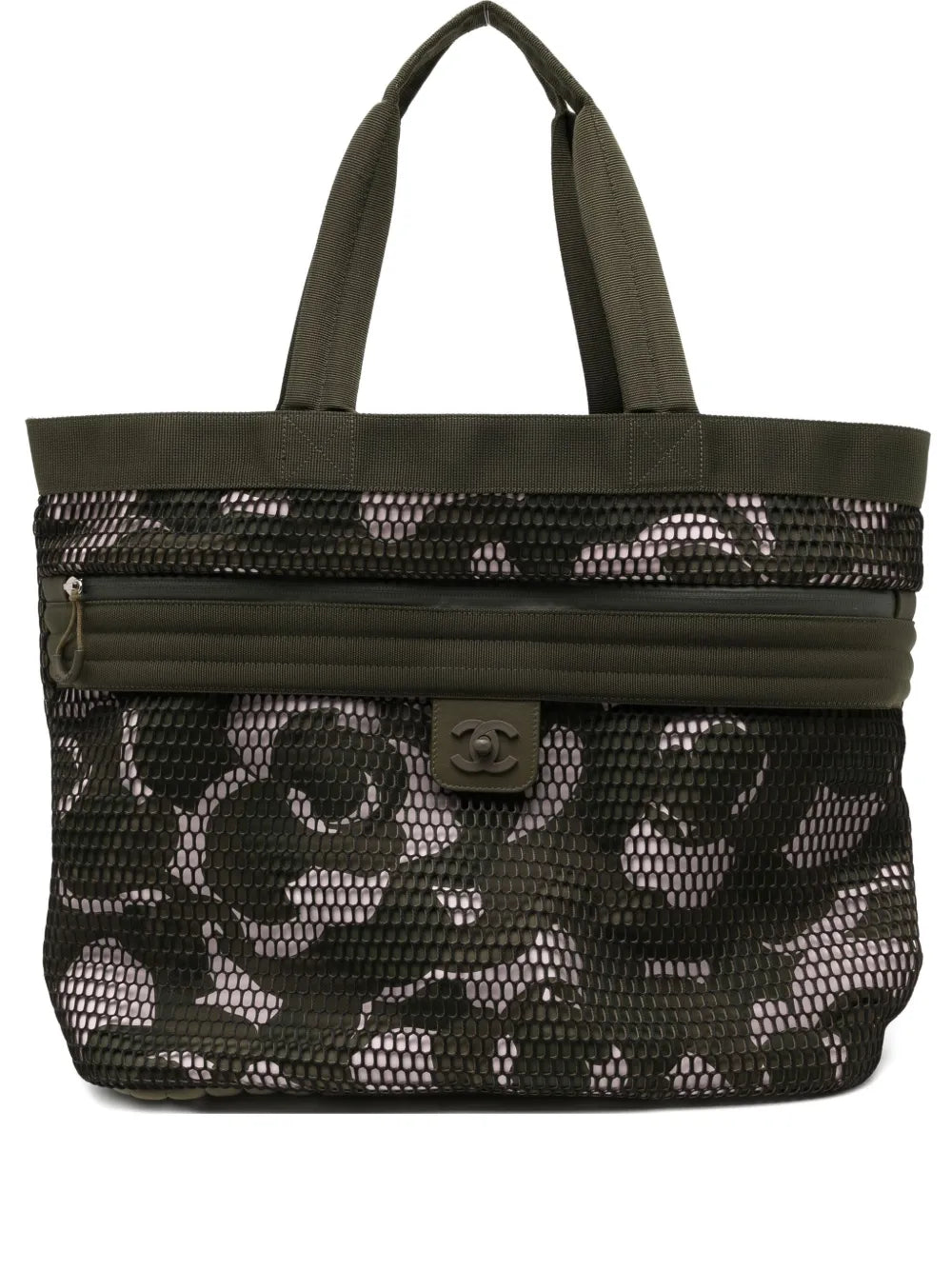 Pre-OwnedCHANEL Pre-OwnedSporty Gym Mesh Nylon Dark Green Tote
