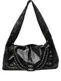 Pre-OwnedCHANEL Pre-OwnedLeather Oversize XL Patent and Leather Quilted Tote Shoulder Flap Bag