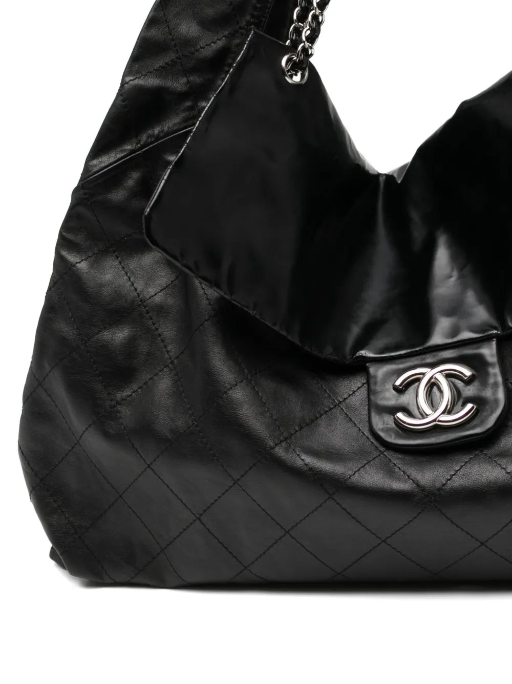 Pre-OwnedCHANEL Pre-OwnedLeather Oversize XL Patent and Leather Quilted Tote Shoulder Flap Bag