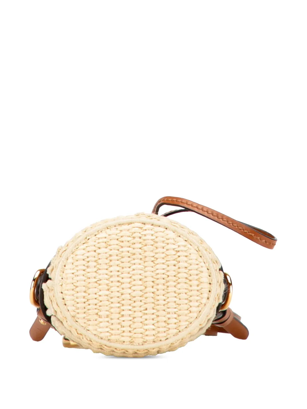 Pre-OwnedFendi Pre-Owned2018-2025 Nano Zucca Straw and Canvas Step Out Bag bucket bag