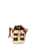 Pre-OwnedFendi Pre-Owned2018-2025 Nano Zucca Straw and Canvas Step Out Bag bucket bag