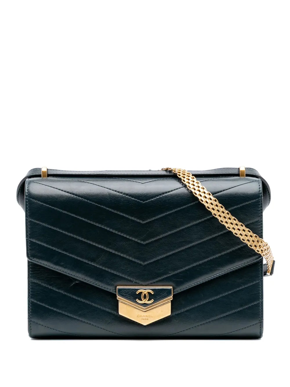 Pre-OwnedCHANEL Pre-Owned2018-2019 CC Chevron Calfskin Medal Flap crossbody bag