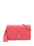 Pre-OwnedCHANEL Pre-Owned2017-2018 Quilted Lambskin Double Stitch Tassel Wallet On Chain crossbody bag