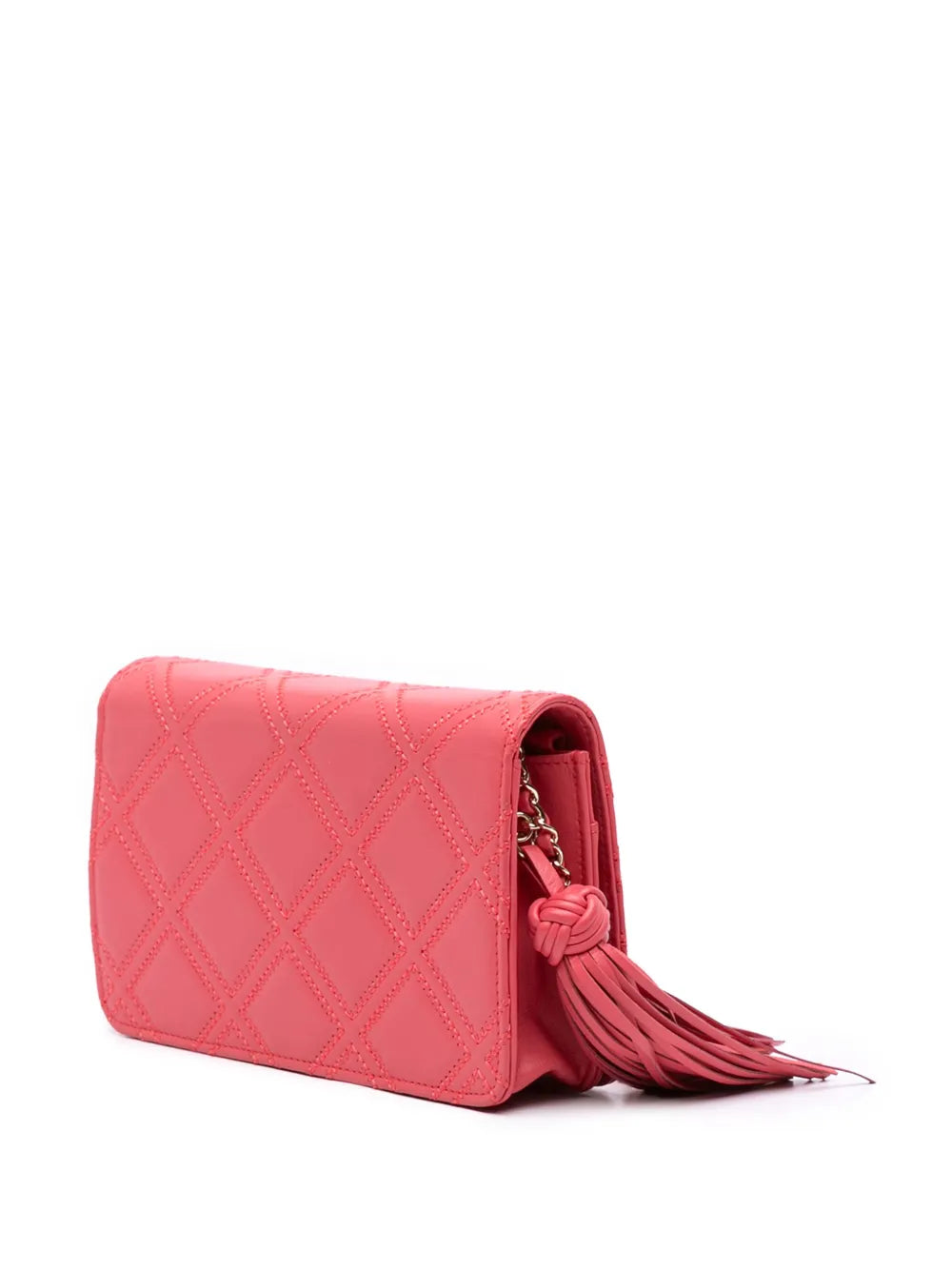 Pre-OwnedCHANEL Pre-Owned2017-2018 Quilted Lambskin Double Stitch Tassel Wallet On Chain crossbody bag