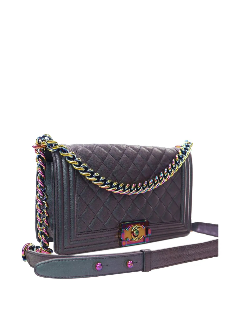 Pre-OwnedCHANEL Pre-Owned2015-2016 Old Medium Quilted Iridescent Goatskin Boy Flap crossbody bag