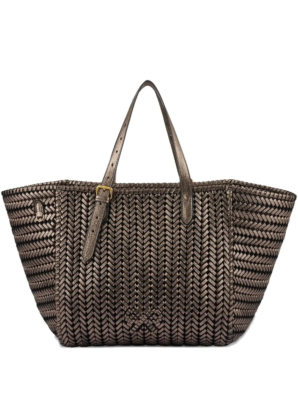 Anya HindmarchNeeson Square herringbone-weave leather tote bag