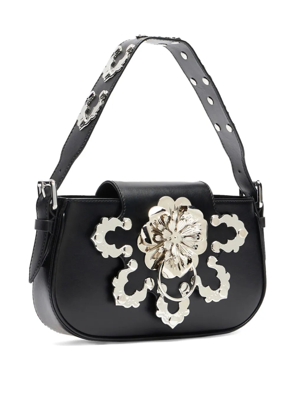 Blumarineflower-embellished leather shoulder bag
