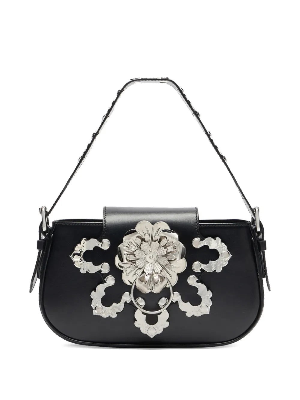Blumarineflower-embellished leather shoulder bag