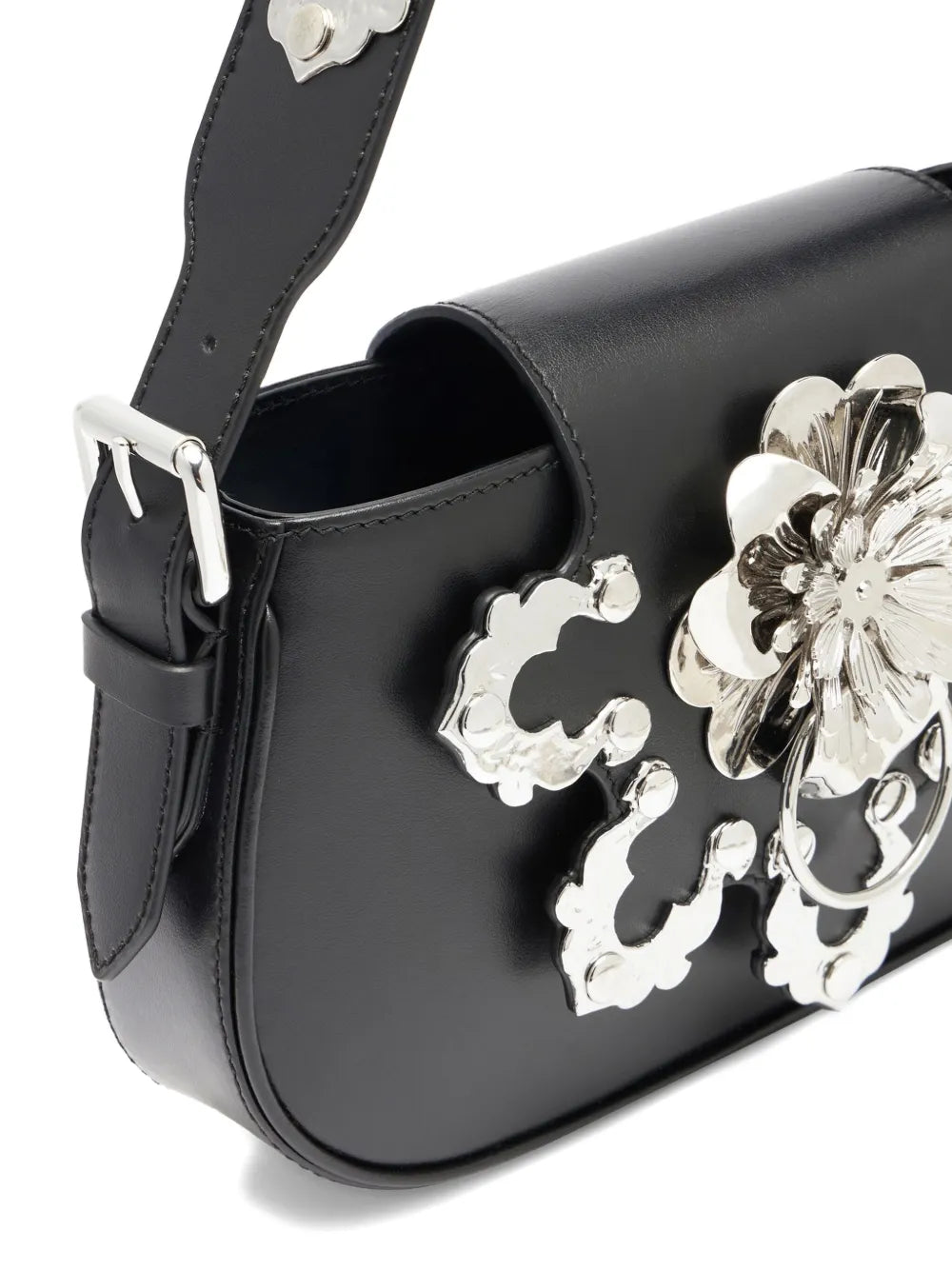 Blumarineflower-embellished leather shoulder bag