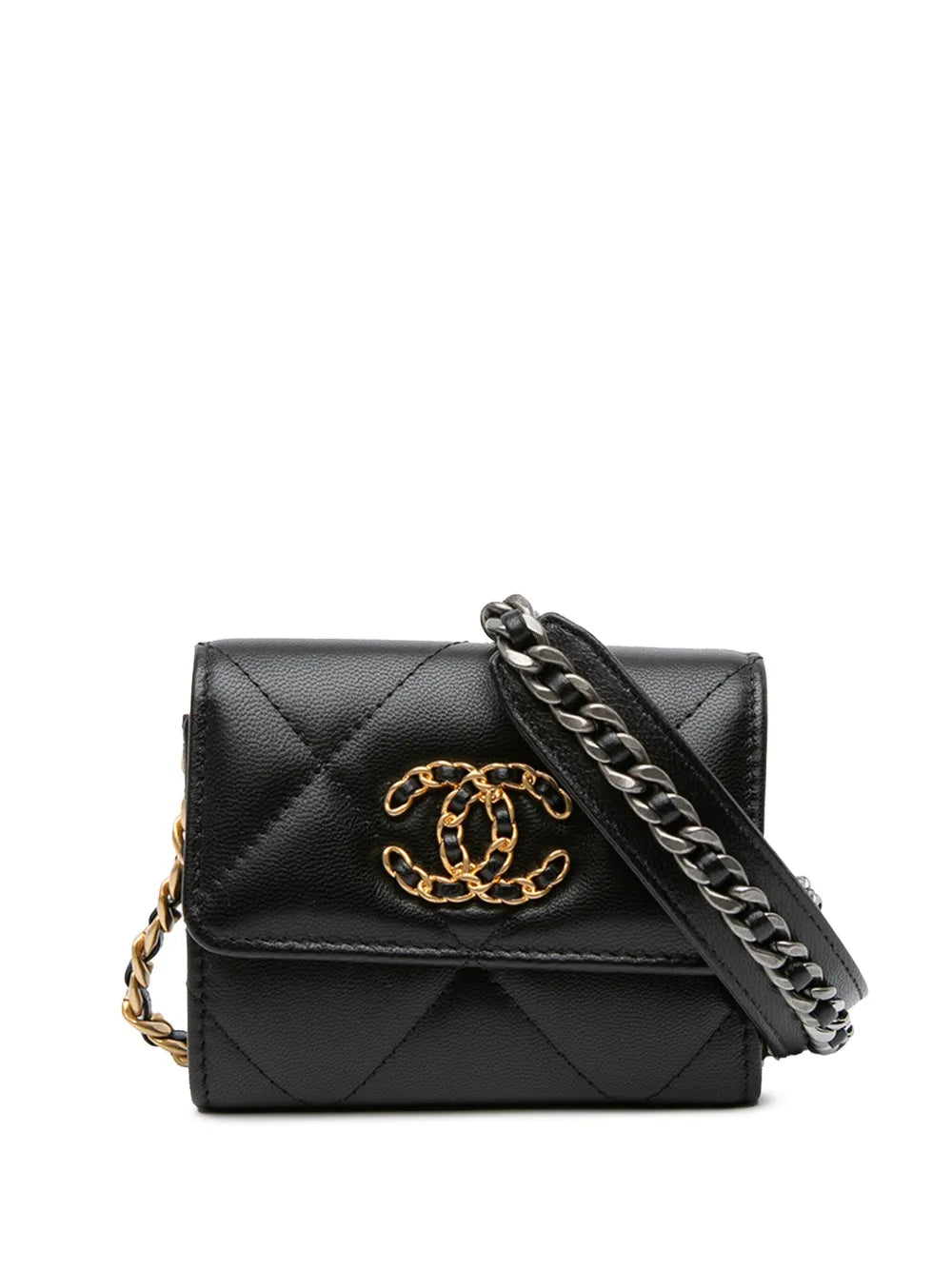 Pre-OwnedCHANEL Pre-Owned2020 Lambskin 19 Flap Coin Purse With Chain crossbody bag