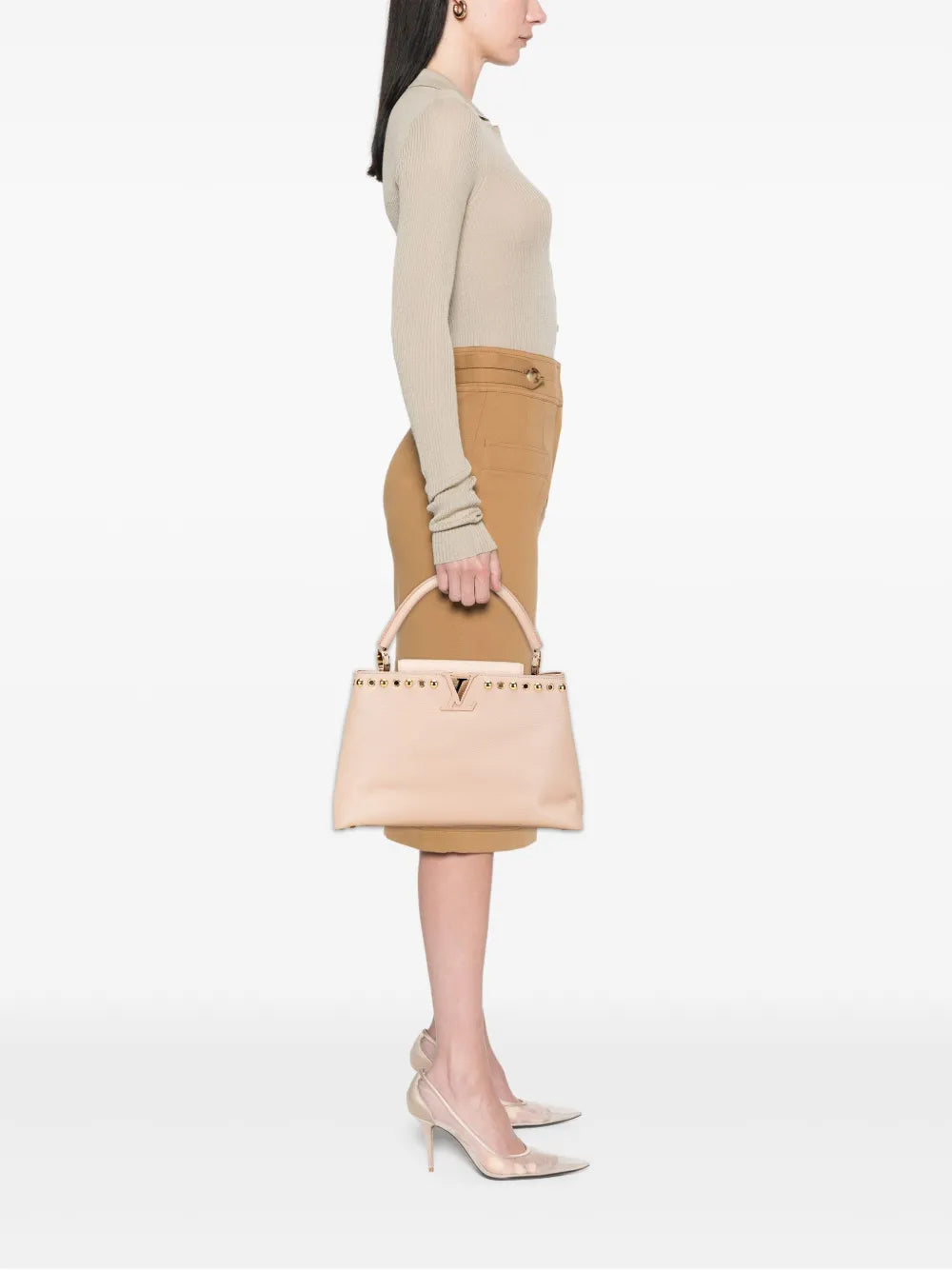 Pre-OwnedLouis Vuitton Pre-Owned2017 Taurillon Studdy Capucines MM satchel