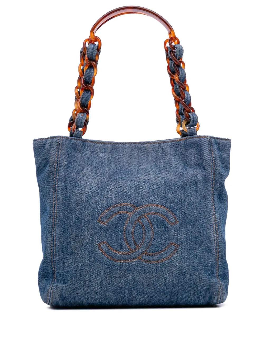 Pre-OwnedCHANEL Pre-Owned1997-1999 Small CC Stitched Denim tote bag