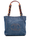 Pre-OwnedCHANEL Pre-Owned1997-1999 Small CC Stitched Denim tote bag