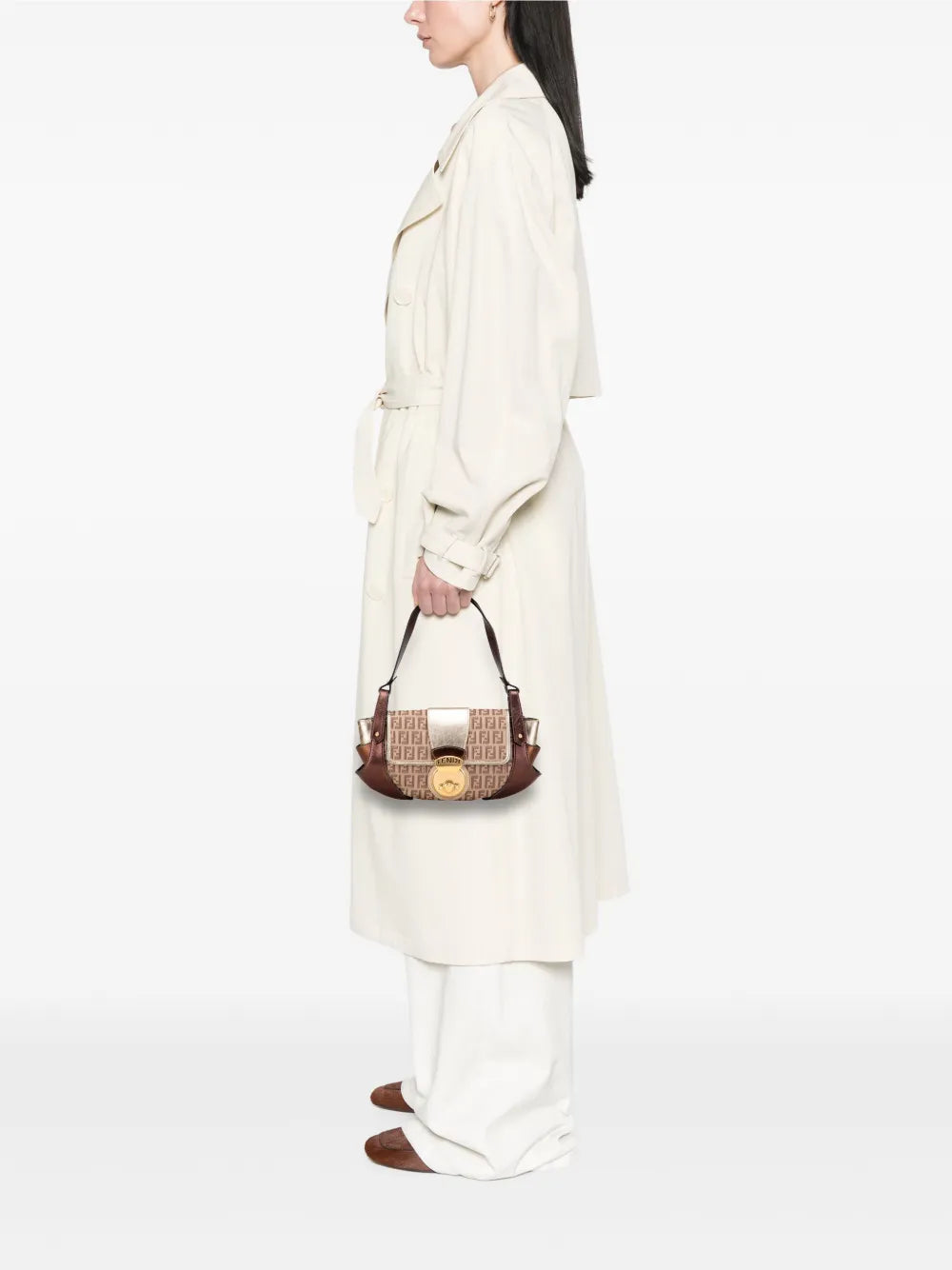 Pre-OwnedFendi Pre-Owned2000-2010 Zucchino Canvas and Metallic Leather Compilation shoulder bag