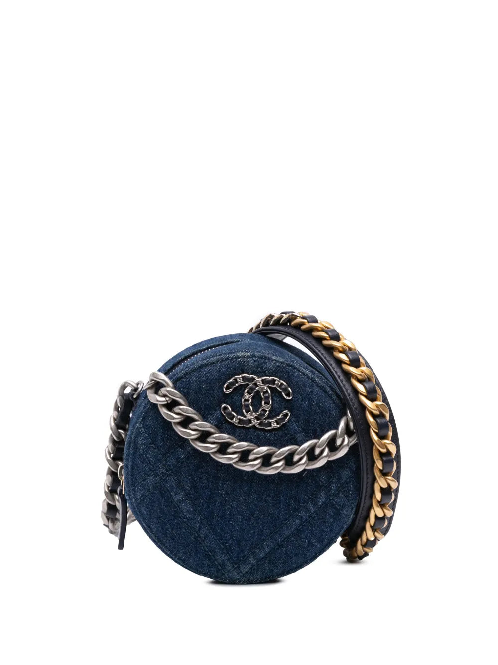 Pre-OwnedCHANEL Pre-Owned2021 Denim 19 Round Clutch with Chain satchel