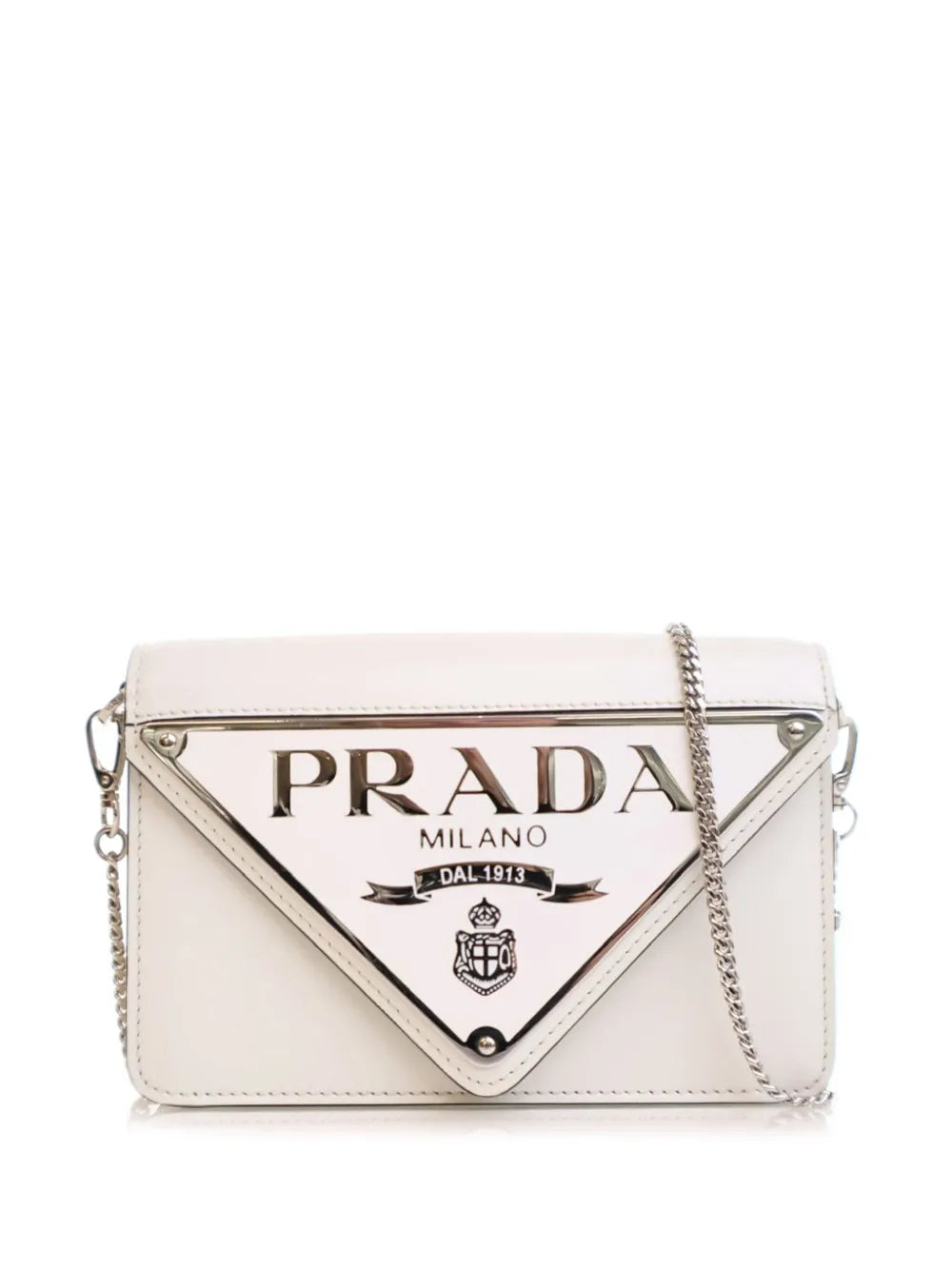 Pre-OwnedPrada Pre-Owned2013-2025 Spazzolato Triangle Logo Plate Flap Chain crossbody bag