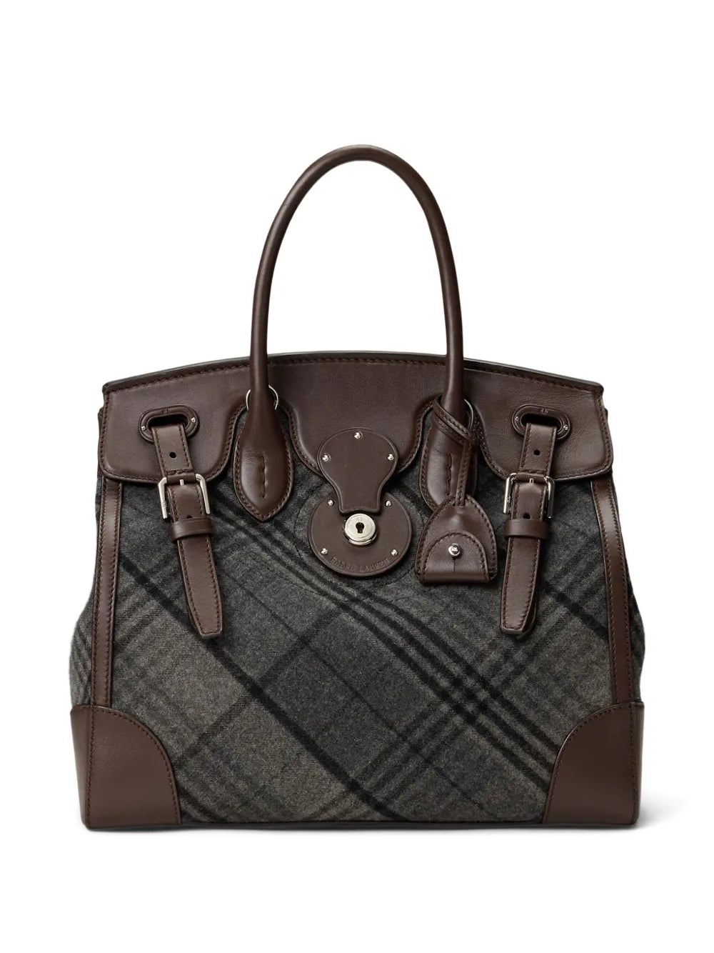 Ralph Lauren Collectionmedium plaid panelled satchel bag