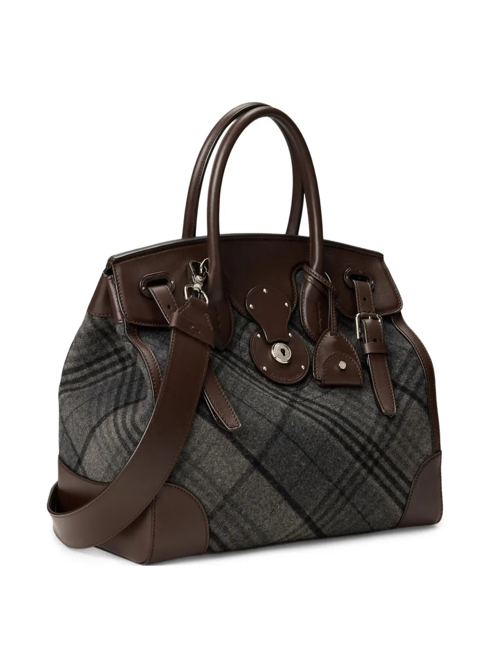 Ralph Lauren Collectionmedium plaid panelled satchel bag
