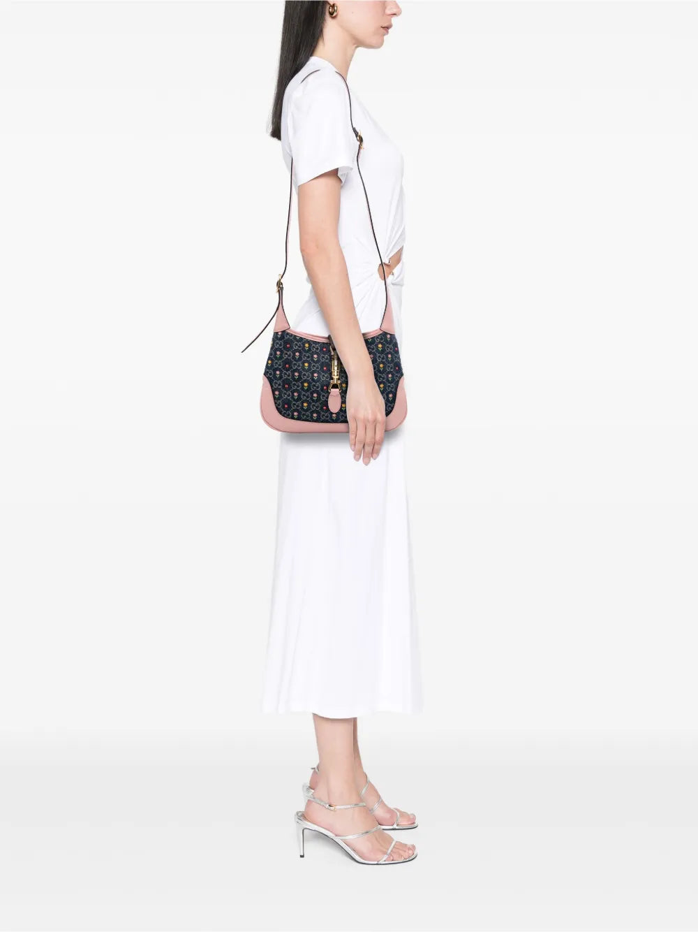 Pre-OwnedGucci Pre-Owned2016-2025 Limited Edition Small GG Embroidered Denim Floral Jackie 1961 crossbody bag