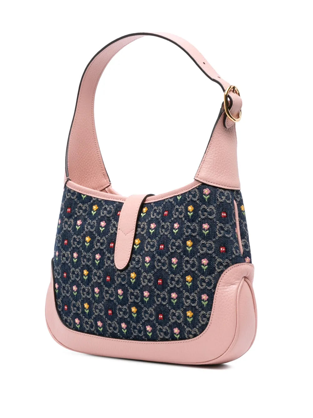 Pre-OwnedGucci Pre-Owned2016-2025 Limited Edition Small GG Embroidered Denim Floral Jackie 1961 crossbody bag