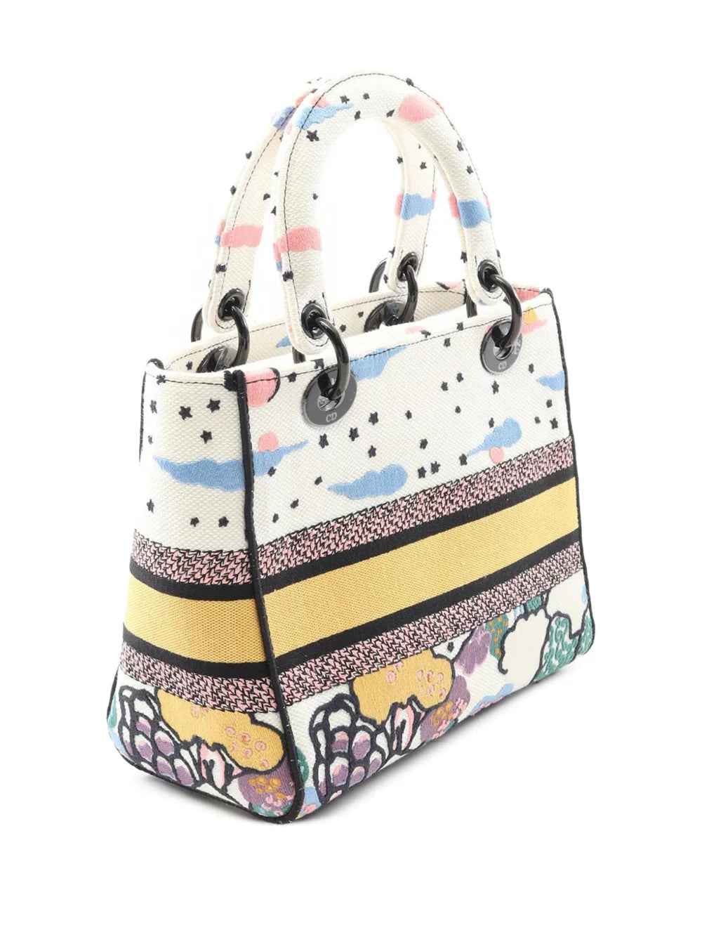Pre-OwnedChristian Dior Pre-Owned2021-2025 Medium Canvas Embroidered Ciel De Reve Lady D Lite satchel