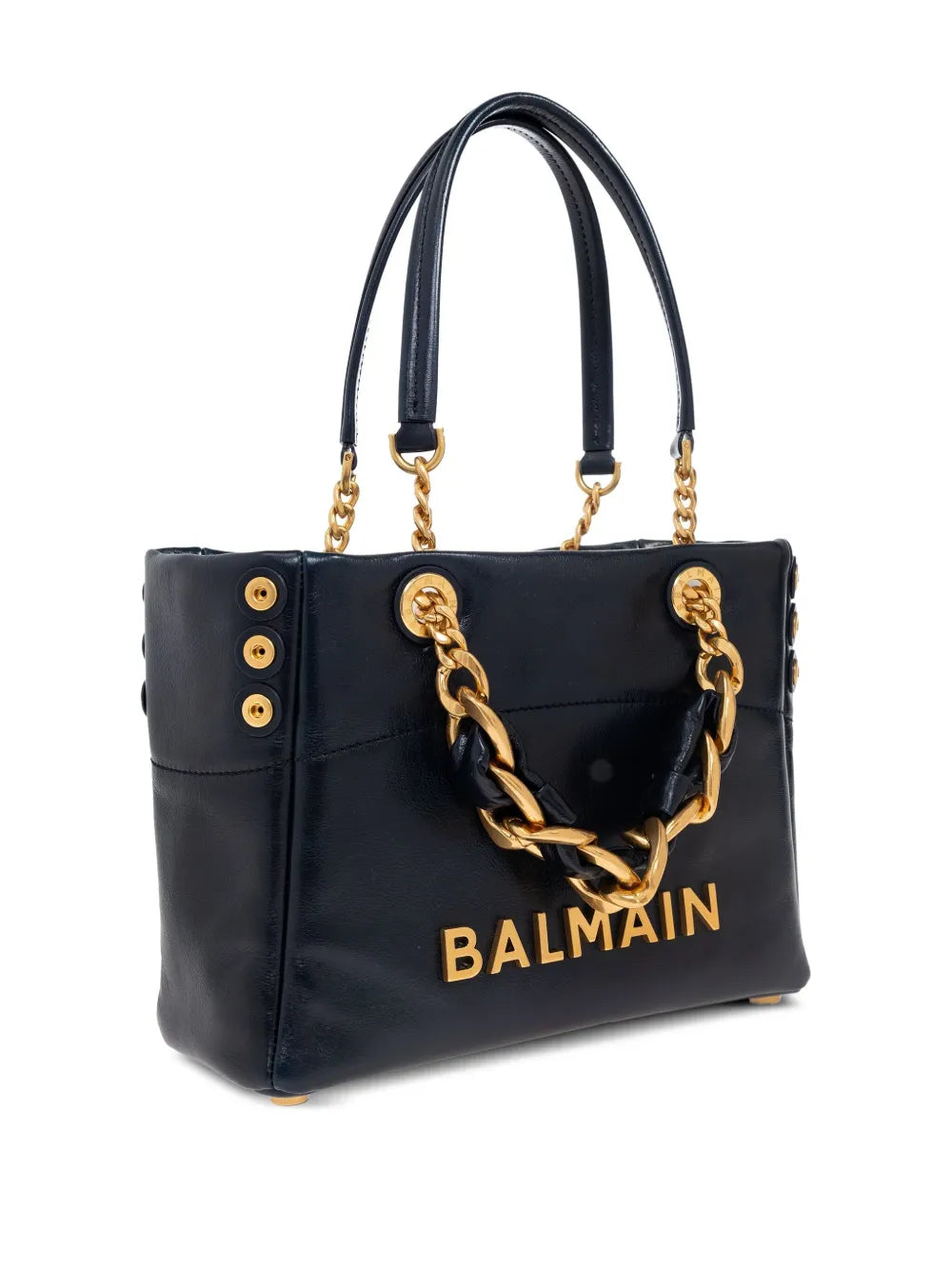 Balmainsmall Cabas 1945 chain embellished studded tote bag