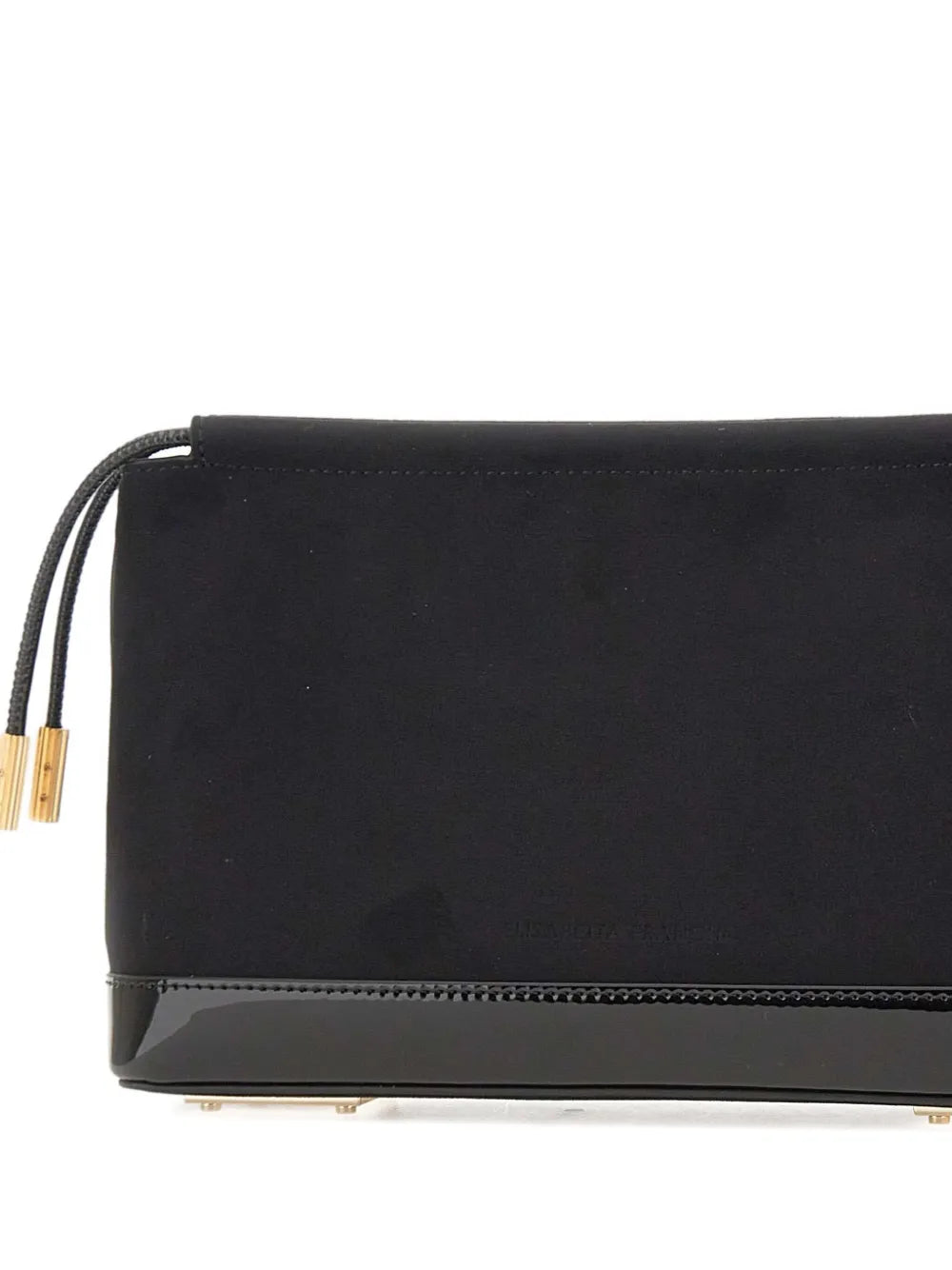 Elisabetta Franchidrawstring patent-trim clutch bag