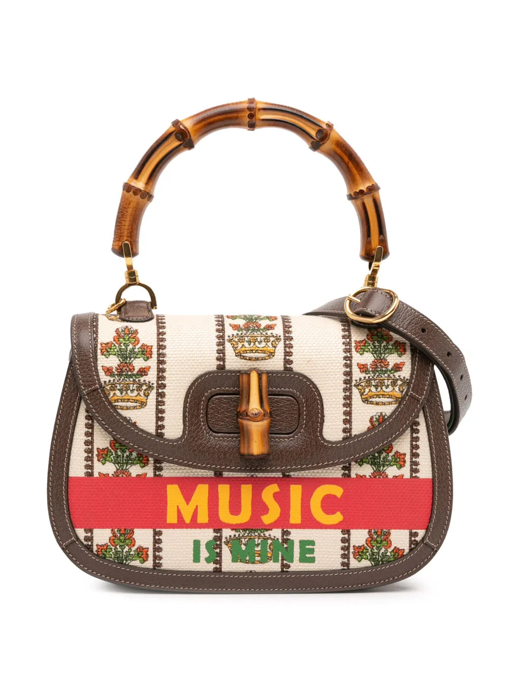 Pre-OwnedGucci Pre-Owned2016-2025 100th Anniversary Medium Canvas 1947 Bamboo Top Handle Bag satchel