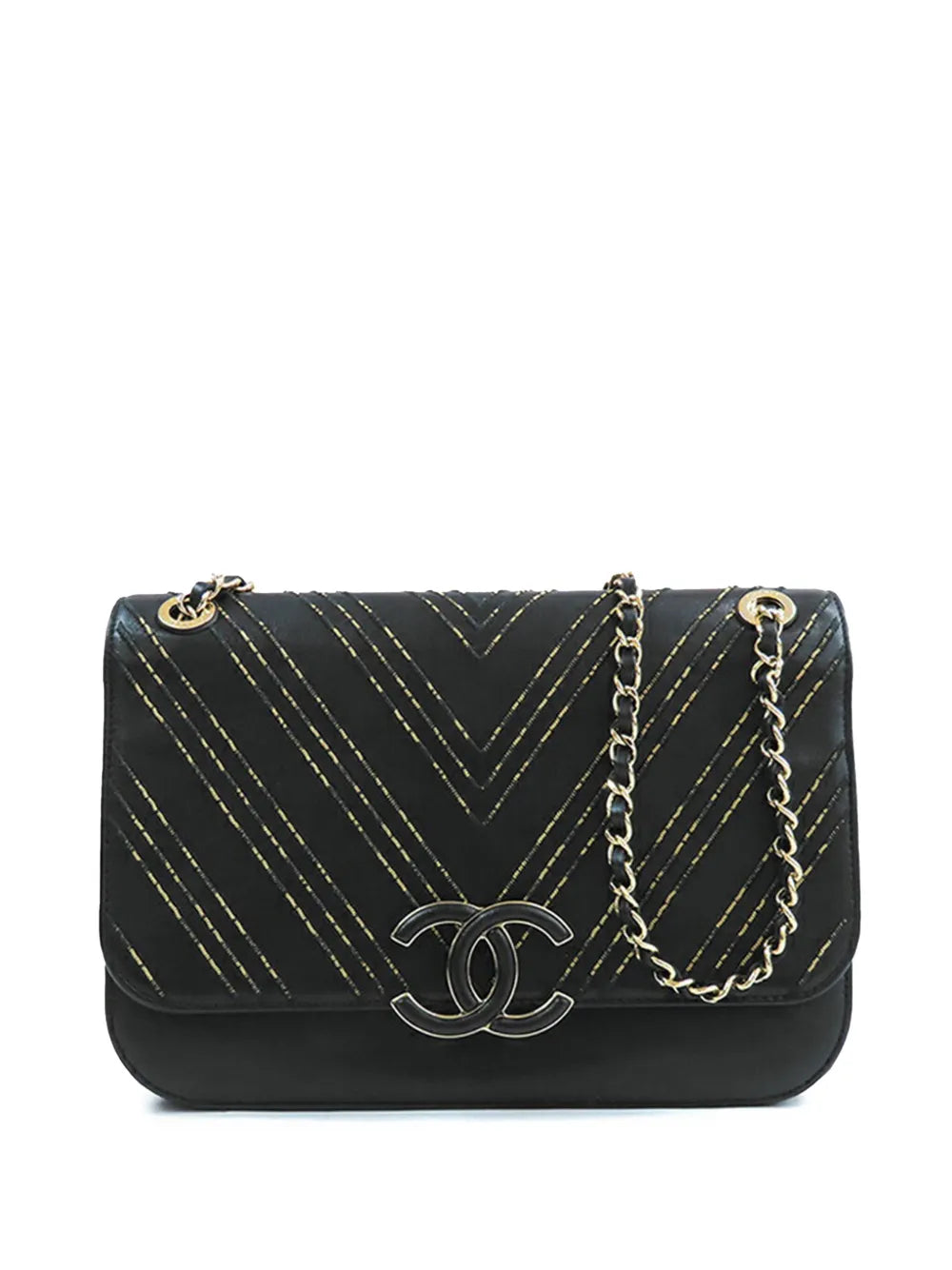 Pre-OwnedCHANEL Pre-Owned2017-2018 CC Chevron Sheepskin Chain Subtle Flap crossbody bag
