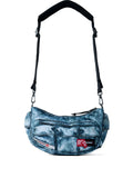 Diesellogo-patch denim-effect shoulder bag
